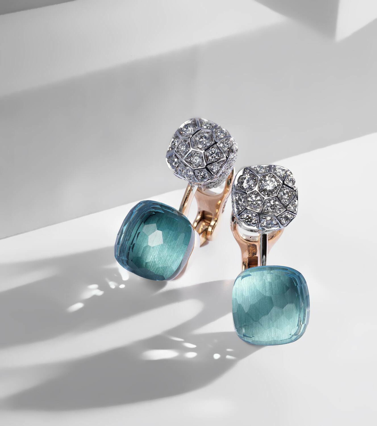Pomellato Nudo 18kt rose and white gold earrings with topaz and diamonds