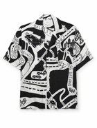 Rhude - Strada Camp-Collar Logo-Print Silk-Twill Shirt - Black