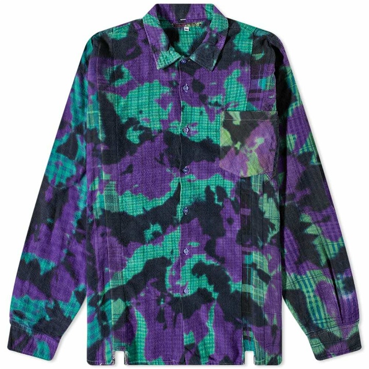 Photo: Needles Men's 7 Cuts Tie Dyed Flannel Shirt in Multi