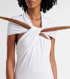 Loewe Feather-detail gathered maxi dress