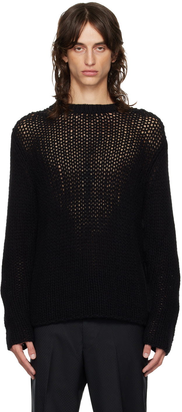 Comme des Garçons Homme Deux Black Open Knit Sweater Comme des
