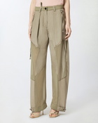 Pinko P Pants With Zip And Transparent Inserts Lichen Green