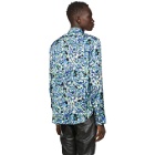 Paco Rabanne Blue and Black Satin Floral Shirt
