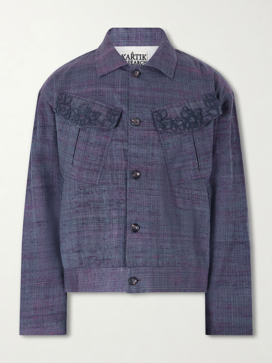 Kartik Research - Gul Embroidered Wool and Silk-Blend Jacket - Purple