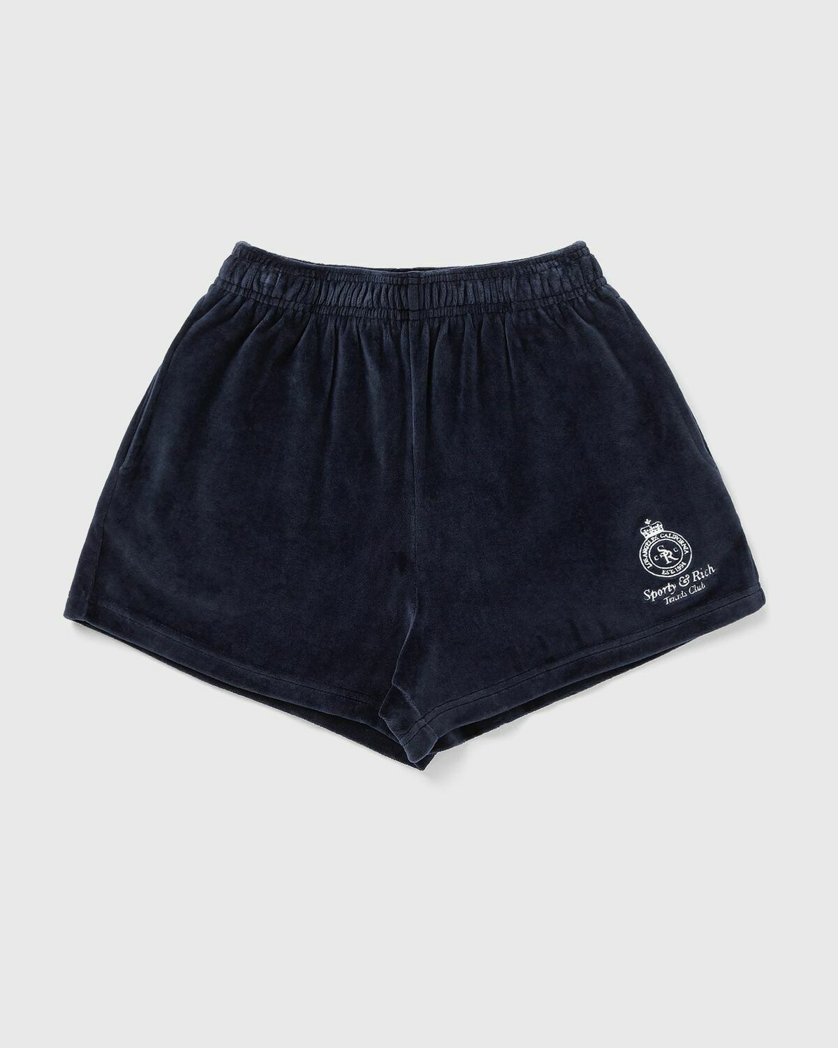 Sporty & Rich Crown Tennis Velour Short Blue Womens Casual Short