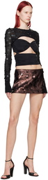 GUIZIO Brown Paillette Miniskirt