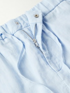 Frescobol Carioca - Oscar Slim-Fit Linen and Cotton-Blend Drawstring Trousers - Blue