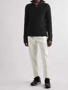 Officine Générale - Ribbed Alpaca-Blend Half-Zip Sweater - Black