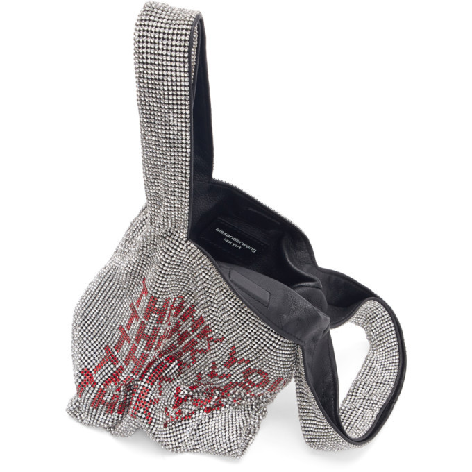 Alexander Wang Silver Rhinestone Mini Wanglock Shopper Tote