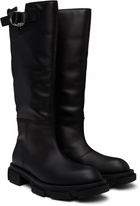 both Black Gao Pierced Knee Boots