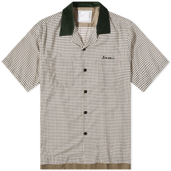 Photo: Sacai Men's Komon Print Short Sleeve Shirt in Off White