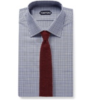 TOM FORD - Navy Slim-Fit Prince of Wales Checked Cotton-Poplin Shirt - Blue