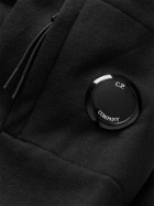 C.P. COMPANY - Logo-Appliquéd Garment-Dyed Cotton-Jersey Hoodie - Black - M