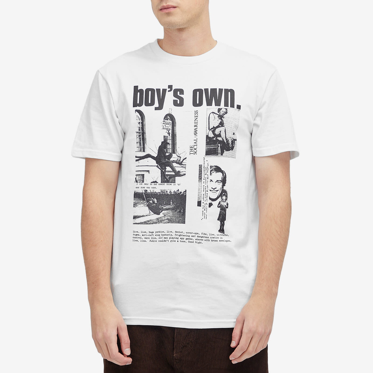Boys Own Men's The Social Awareness Front Print T Shirt in White