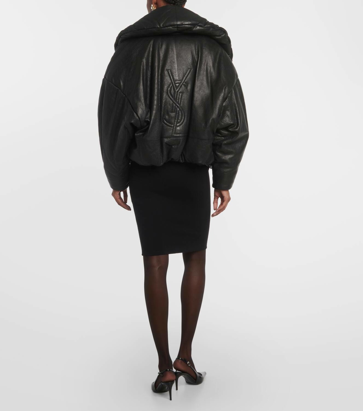 Saint Laurent Cassandre leather puffer jacket Saint Laurent