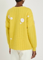 Bernadette Cammi Floral-embellished Wool-blend Cardigan Yellow