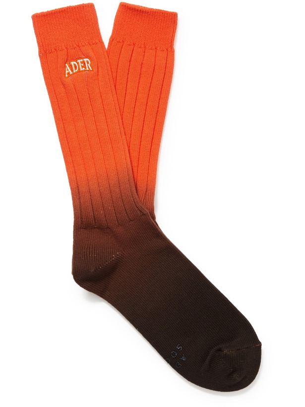 Photo: Ader Error - Logo-Embroidered Ribbed Ombré Cotton Socks