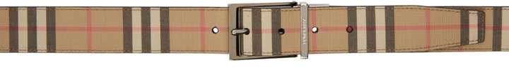 Photo: Burberry Reversible Beige & Black E-Canvas Vintage Check Belt