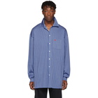 Balenciaga Blue Knit Striped Shirt