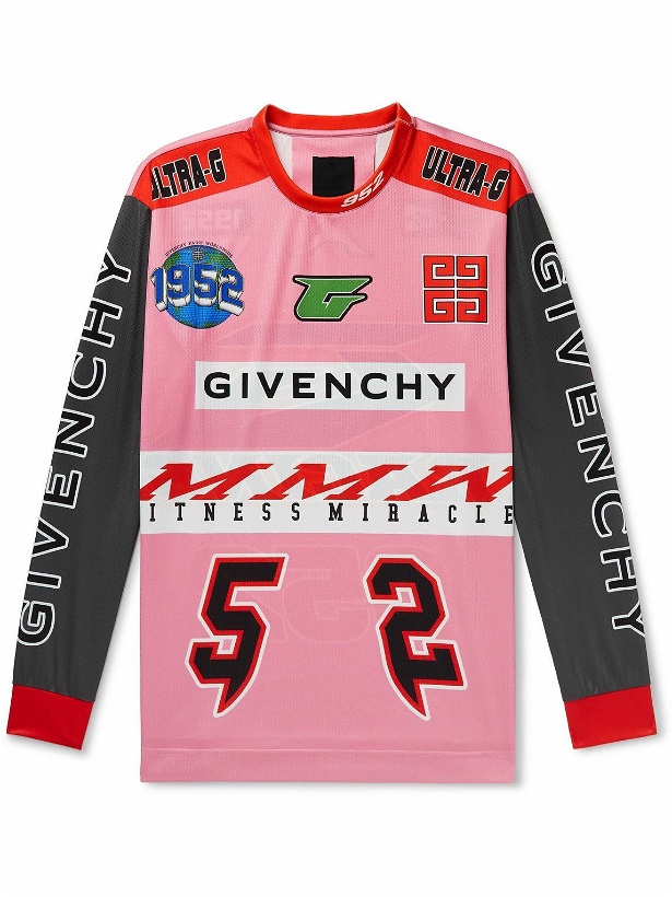 Photo: Givenchy - Oversized Logo-Print Mesh T-Shirt - Pink