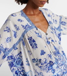 Camilla Printed tie-neck silk blouse