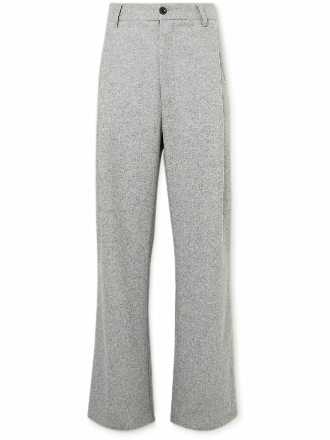 Miles Leon - Straight-Leg Pleated Wool and Cashmere-Blend Trousers - Gray