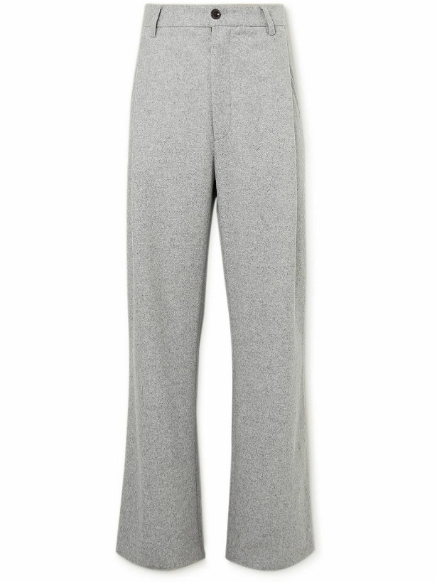 Photo: Miles Leon - Straight-Leg Pleated Wool and Cashmere-Blend Trousers - Gray
