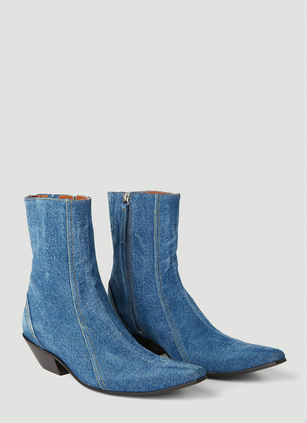 Acne Studios - Denim Pointed Toe Boots in Blue Acne Studios