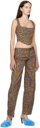 PRISCAVera Brown Printed Jeans