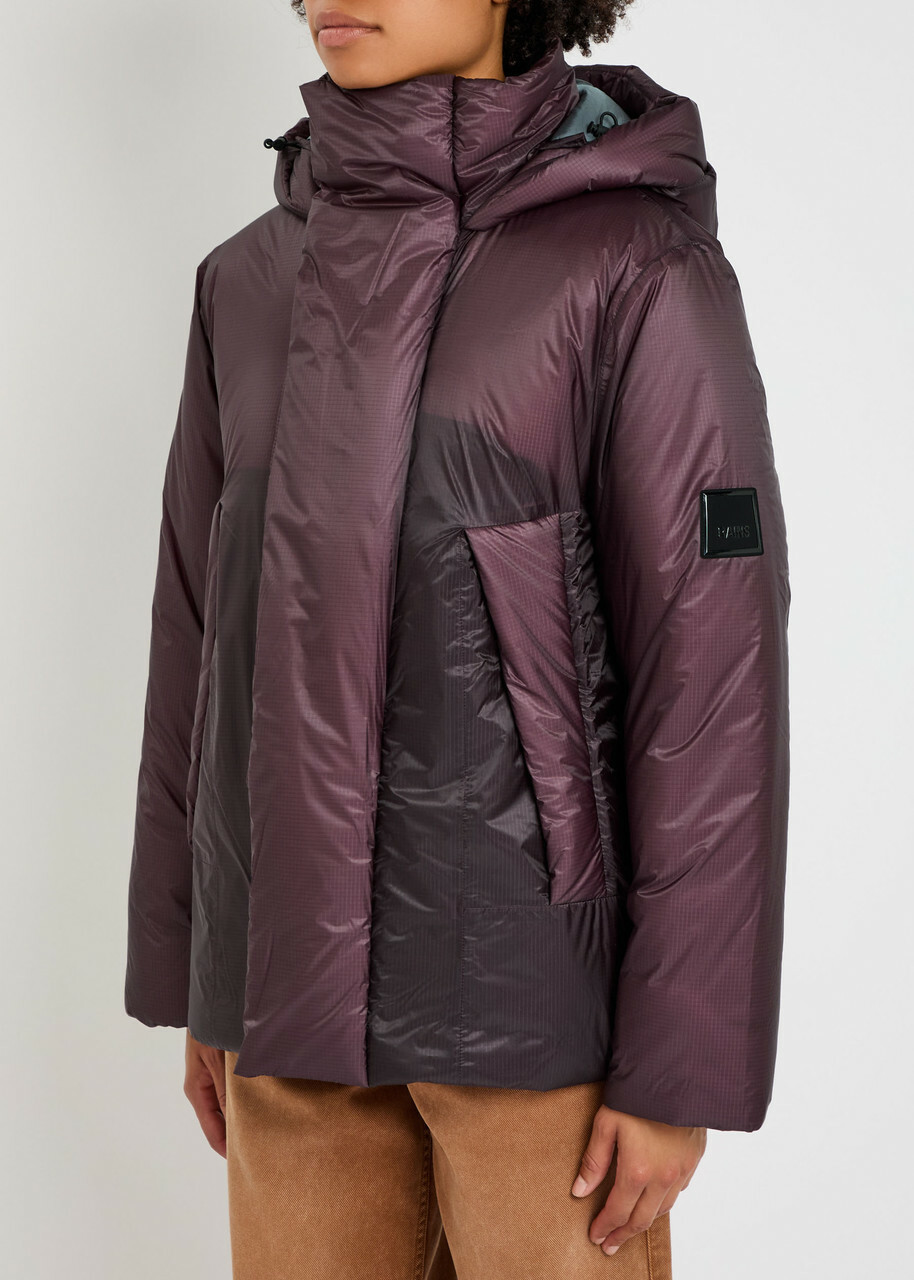 Rains Torna Hooded Padded Nylon Jacket Burgundy