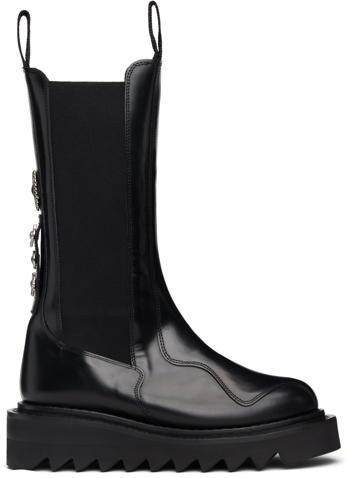 Toga Pulla SSENSE Exclusive Black Mid Calf Leather Chelsea Boots