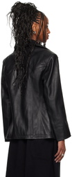 LU'U DAN Black Slim-Fit Creep Leather Jacket