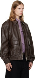 Studio Nicholson Brown Piston Leather Jacket