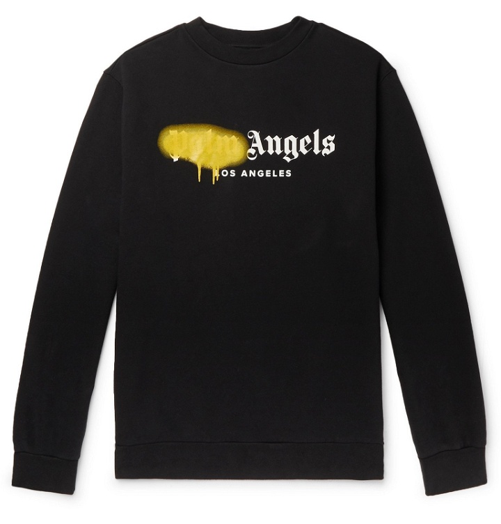 Photo: Palm Angels - Logo-Print Loopback Cotton-Jersey Sweatshirt - Black