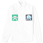 Comme des Garçons SHIRT Men's Invader Chest Graphic Shirt in White