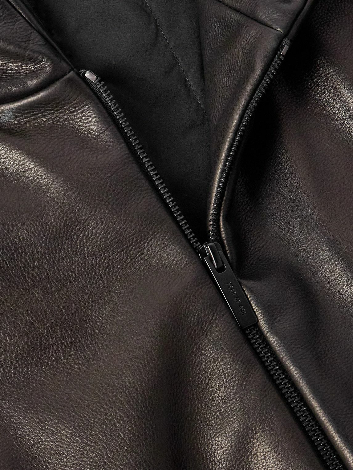 Fear of God - Padded Leather Hooded Bomber Jacket - Black