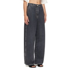 Palm Angels Gray Tree Logo Loose Jeans