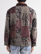 Kartik Research - Embroidered Patchwork Suede-Trimmed Cotton Chore Jacket - Green