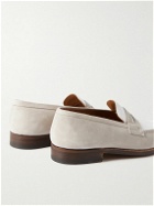 J.M. Weston - 180 Leather-Trimmed Suede Loafers - Neutrals