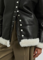 Loewe Womens Black & White Shearling Leather Jacket UK8/S White And Black