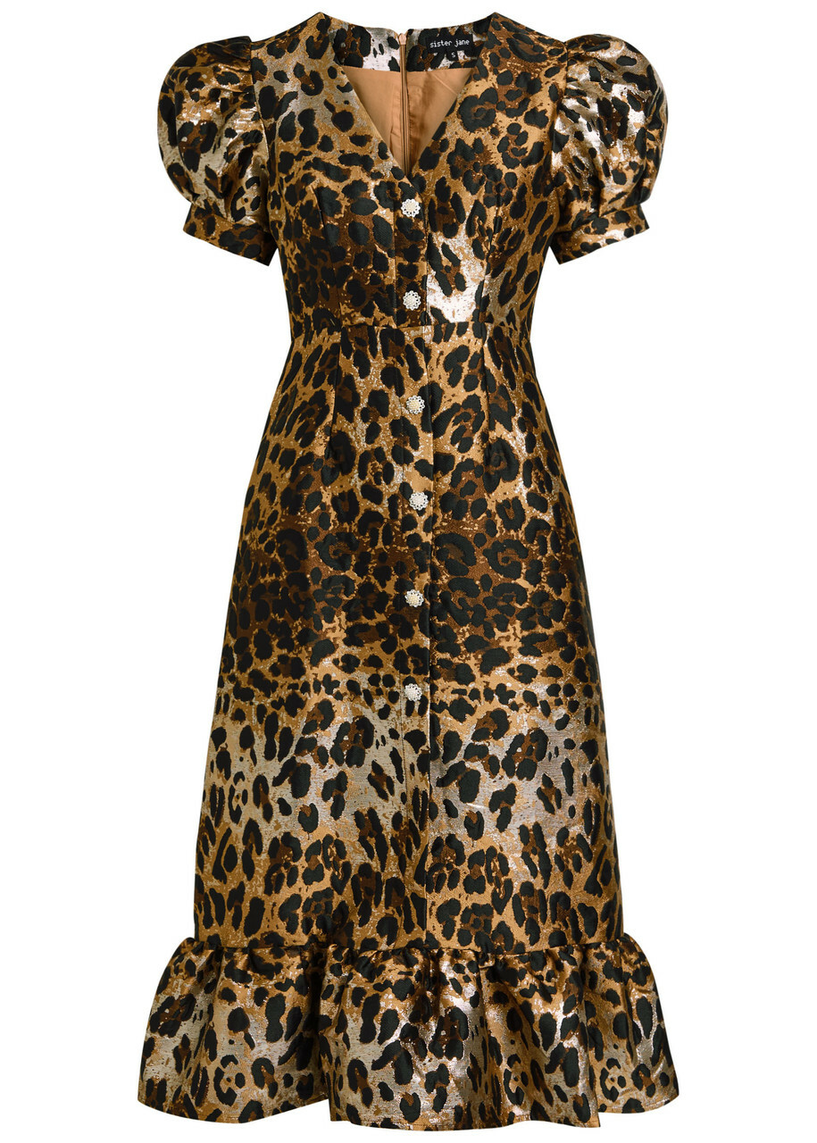 Sister Jane Suite Leopard-jacquard Woven Midi Dress