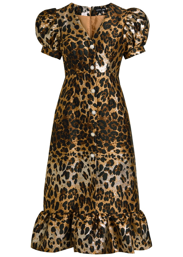 Photo: Sister Jane Suite Leopard-jacquard Woven Midi Dress