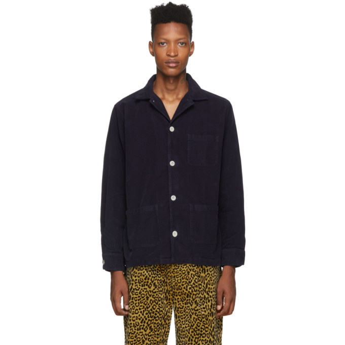 Photo: Noah NYC Navy Moleskin Sea Island Smock Shirt