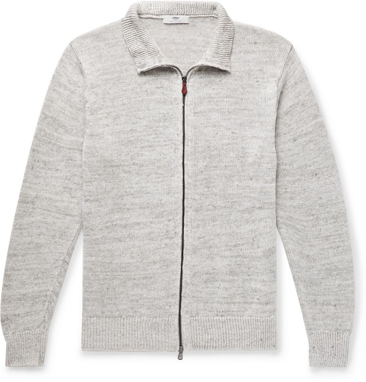 Photo: Inis Meáin - Washed-Linen Zip-Up Cardigan - Gray