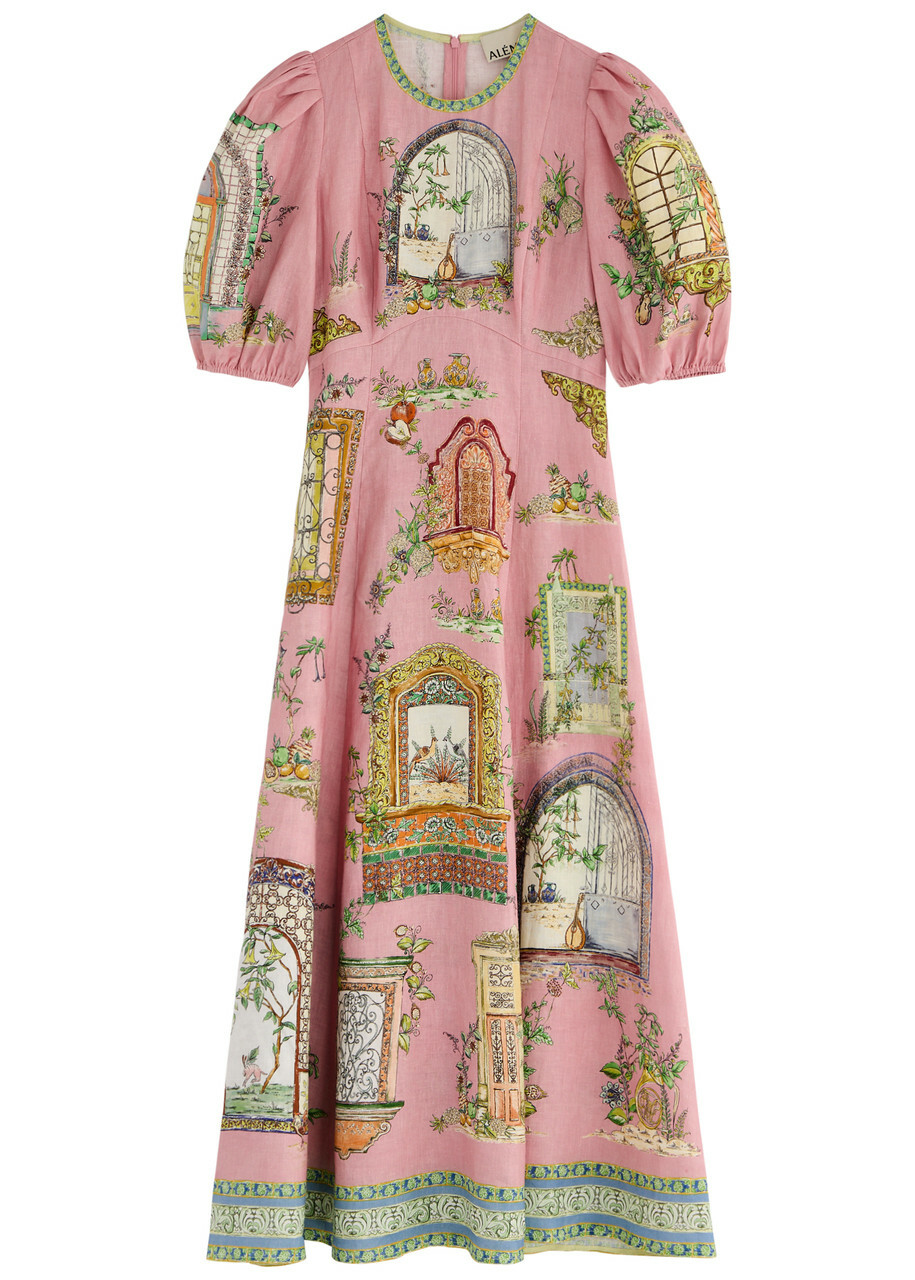 Alemais Monte Printed Flax Midi Dress Multicoloured ALMAIS