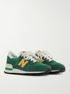 New Balance - MADE in USA 990v1 Leather-Trimmed Mesh and Suede Sneakers - Green