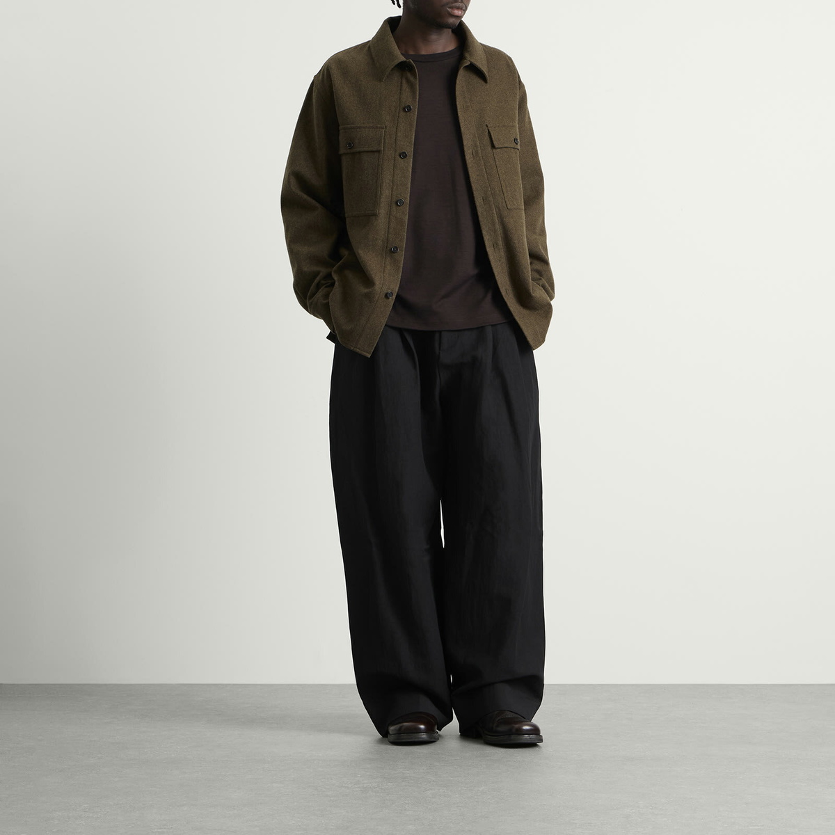 Jil Sander Men's Wool Overshirt in Teak