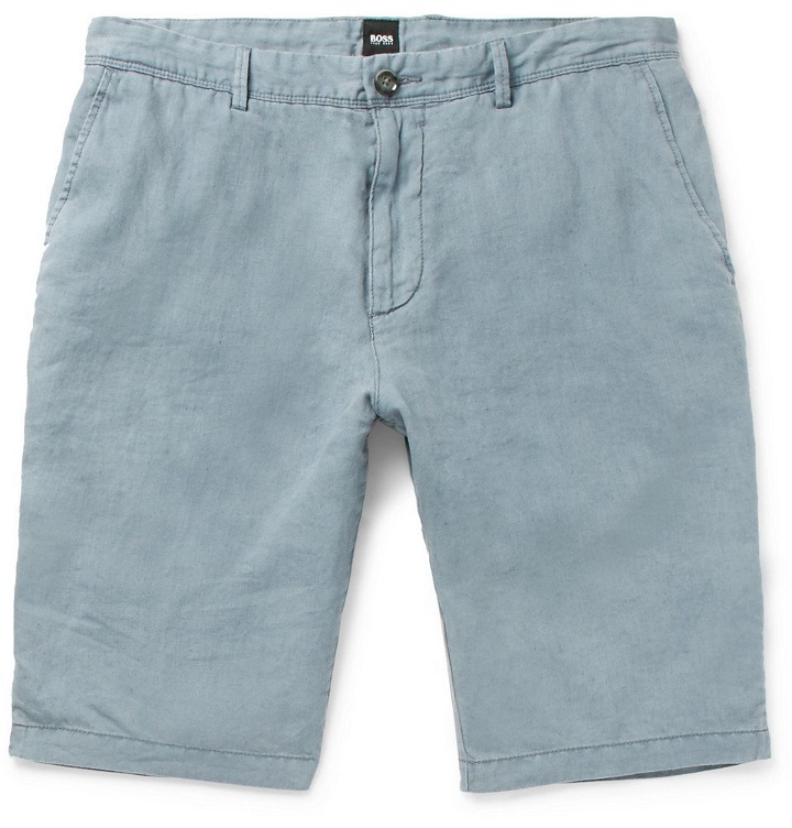 Photo: Hugo Boss - Rigan Garment-Dyed Linen Shorts - Men - Blue