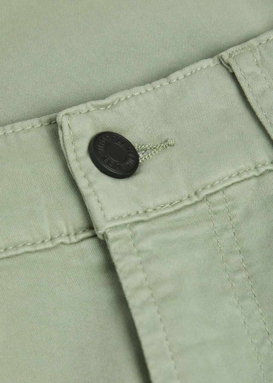 7 For All Mankind Slimmy Tapered-leg Stretch-sateen Chino Trousers Light Green