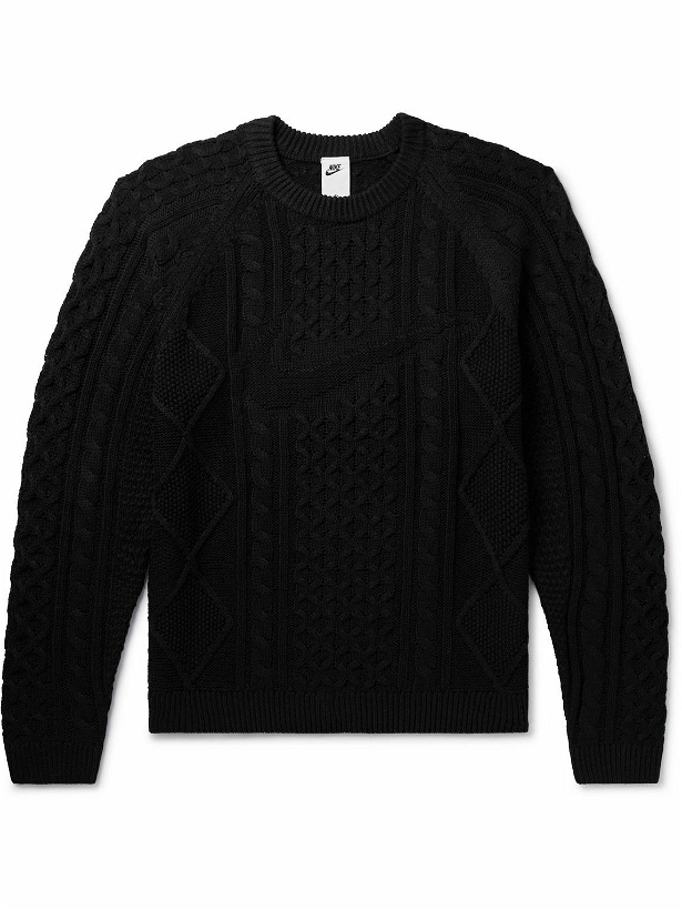 Photo: Nike - Cable-Knit Sweater - Black